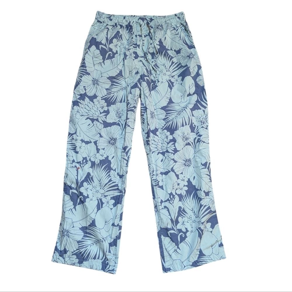 Brooks Brothers Pants Pajama Lounge All Cotton M Blue Floral Preppy Casual Comfy - Picture 1 of 6